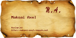 Maksai Axel névjegykártya
